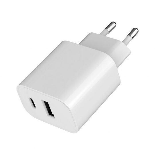 Gembird Charger Without Cable with USB-A Port and USB-C Port 12W Power Delivery Whites (TA-UC-2AC12-01)