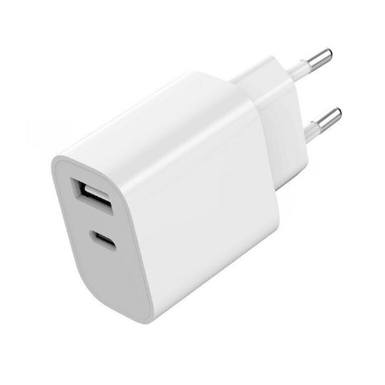 Gembird Charger Without Cable with USB-A Port and USB-C Port 12W Power Delivery Whites (TA-UC-2AC12-01)