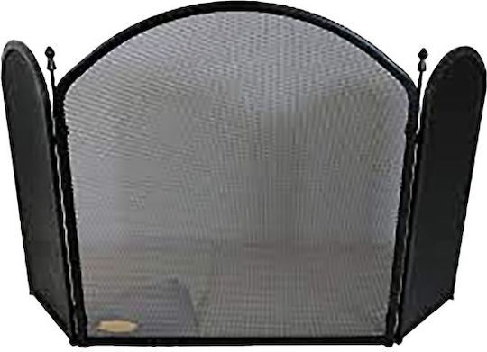 Zogometal Metallic Fireplace Screen with 3 Panels 77x56x54cm Black