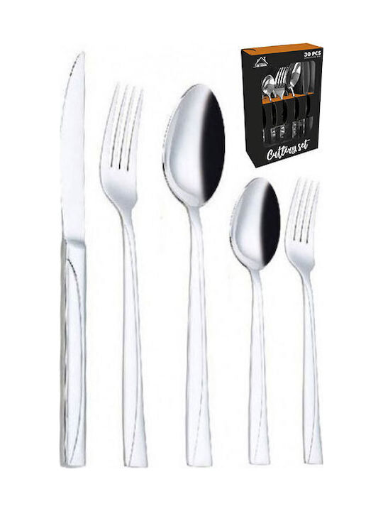 Karvounis 30-Piece Stainless Steel 18/10 Silver Cutlery Set Line