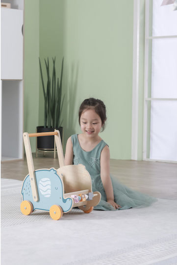 Viga Toys Elephant Baby Push Walker for 12+ Months Light Blue