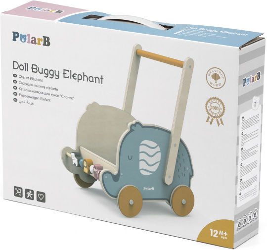 Viga Toys Elephant Baby Push Walker for 12+ Months Light Blue