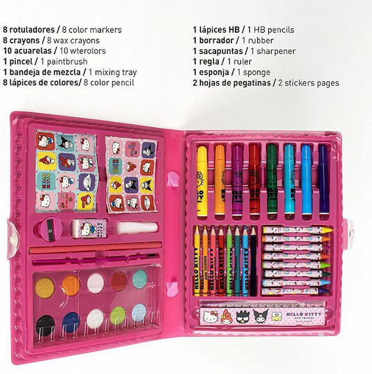 Cerda Hello Kitty Colouring Set in Case 45.3x26.7cm 43 Pieces