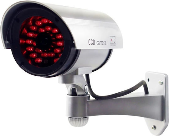 Set 4 Nextly Fake Surveillance Cameras Outdoor Indoor Use Flashing Red LED 360°/90° Rotation Waterproof AA Batteries Silver
