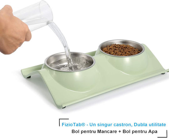 Bol De Mâncare Din Oțel Inoxidabil Pentru Câine Și Pisică 2 Locuri