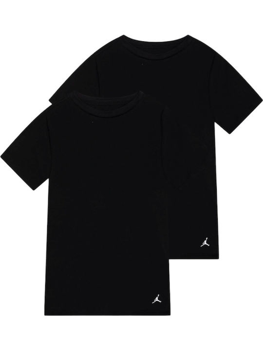 Flight Cotton Stretch Men's Undershirts Short-sleeved in Black Color 2Pack