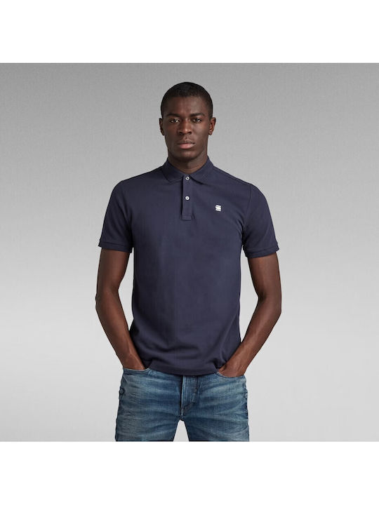 Dunda Slim Polo Men's Blouse Short Sleeve Navy Blue