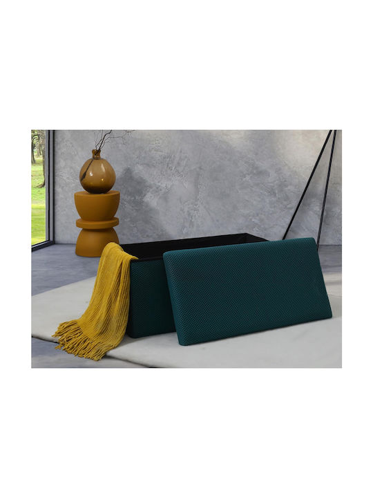 Bench Stool With Storage Space Upholstered With Blue Fabric 76x38x38cm