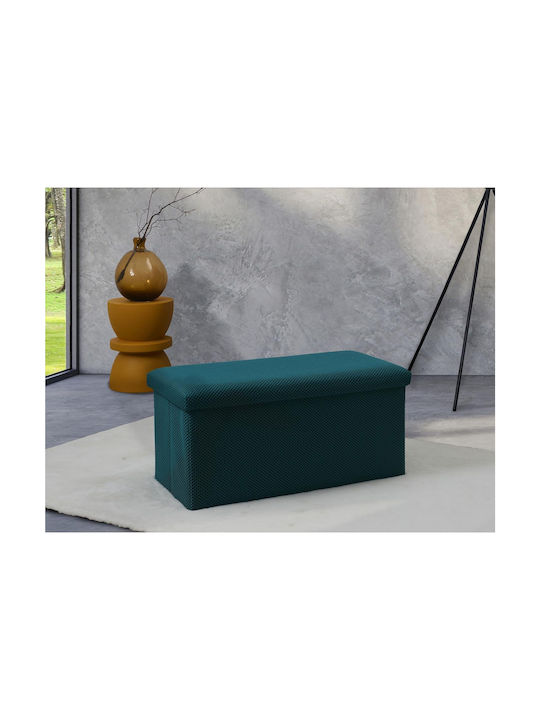 Bench Stool With Storage Space Upholstered With Blue Fabric 76x38x38cm
