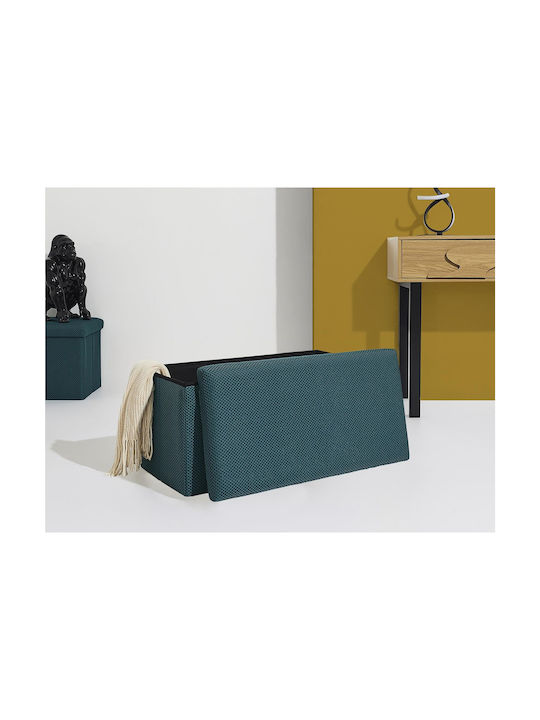 Bench Stool With Storage Space Upholstered With Blue Fabric 76x38x38cm