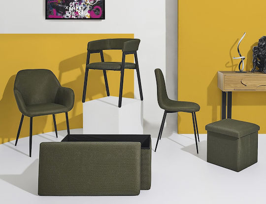 Hocker Für das Wohnzimmer Mit Stauraum Gepolstert mit Stoff Khaki 38x38x38cm