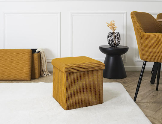 Scaune Camera de zi Cu spațiu de depozitare Tapițat cu Țesătură Yellow 38x38x38buc