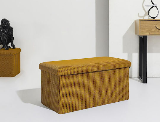 Bench Stool With Storage Space Upholstered In Yellow Fabric 76x38x38cm