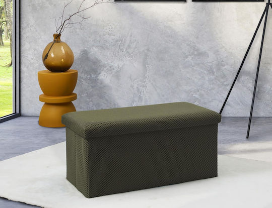 Bench Stool With Storage Space Upholstered In Khaki Fabric 76x38x38cm