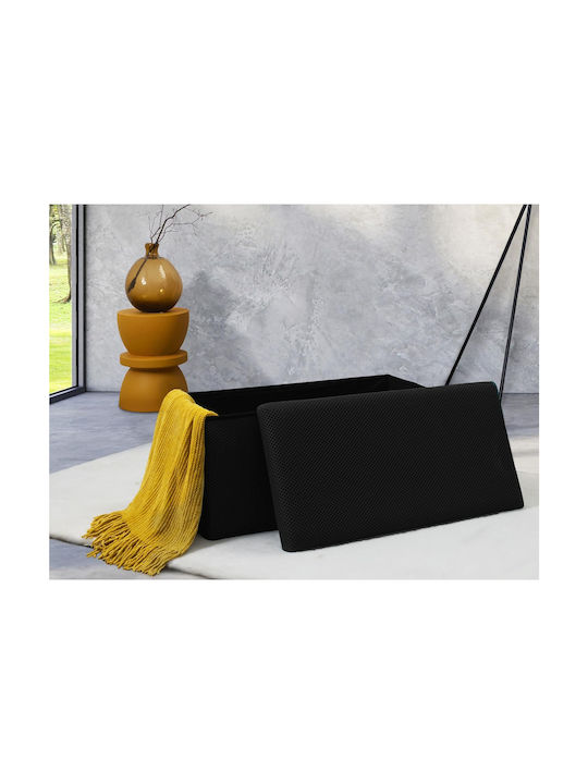 Bench Stool With Storage Space Upholstered With Black Fabric 76x38x38cm