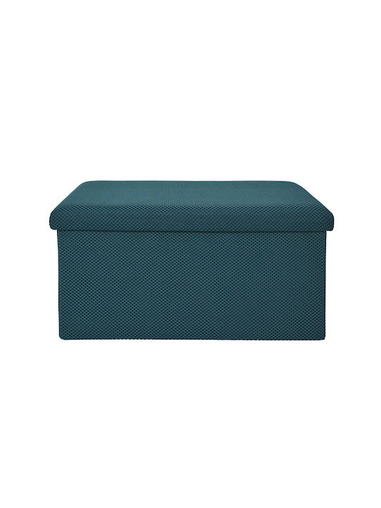 Bench Stool With Storage Space Upholstered With Blue Fabric 76x38x38cm