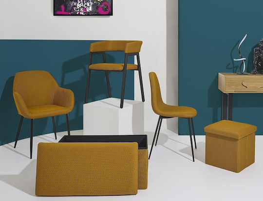 Scaune Camera de zi Cu spațiu de depozitare Tapițat cu Țesătură Yellow 38x38x38buc