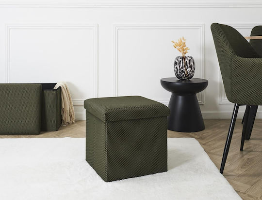 Hocker Für das Wohnzimmer Mit Stauraum Gepolstert mit Stoff Khaki 38x38x38cm