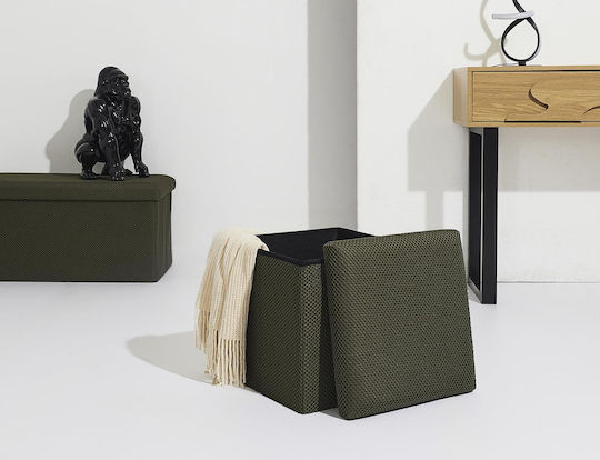 Hocker Für das Wohnzimmer Mit Stauraum Gepolstert mit Stoff Khaki 38x38x38cm