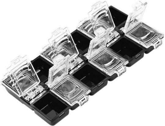 Plastik Nagelzubehör Aufbewahrungs- Und Organisationsbox 12 Verschiedene Fall Mit Deckel 13x7cm Schwarzes