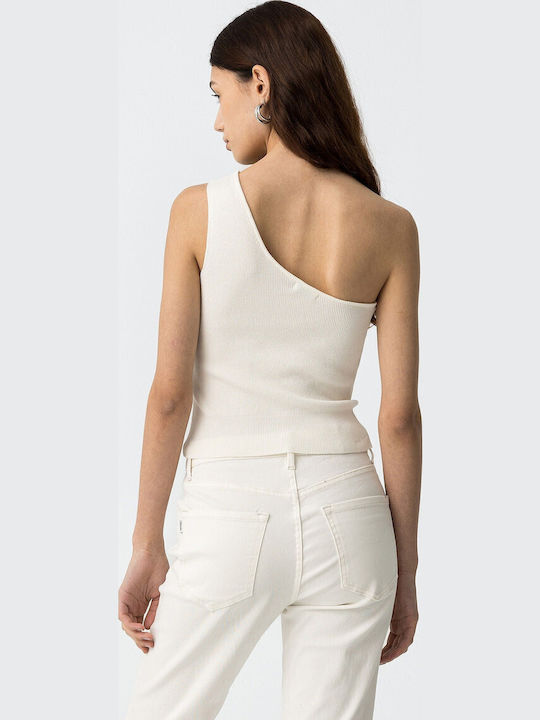 Women's Blouse with One Shoulder Ecru