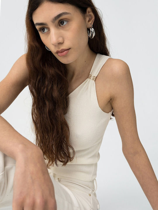 Women's Blouse with One Shoulder Ecru
