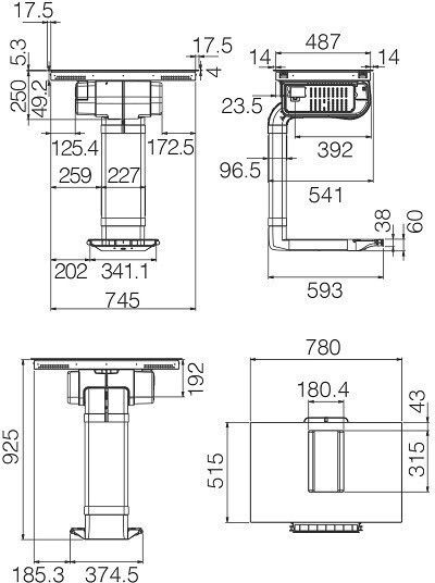 Elica Nikolatesla Alpha B BL/A/60 Plită cu Inducție Autonom cu Hota & Funcție de Blocare 60x51.5εκ.