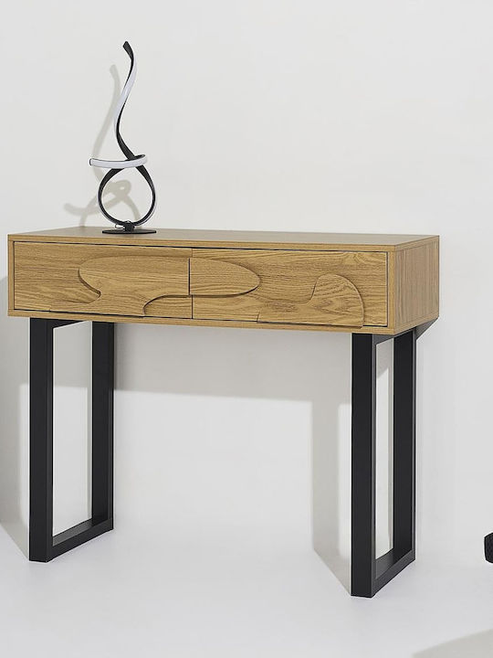 Calypso Console Table Wood & Metal with Mirror Wood Shade L100xW35xH80cm