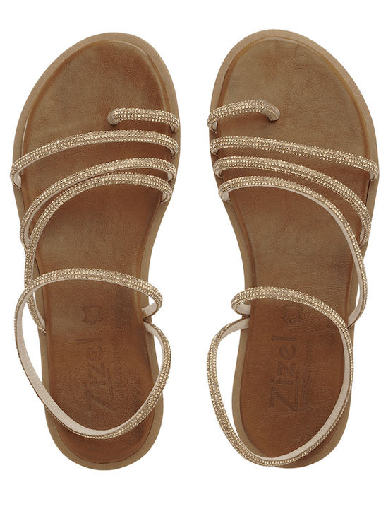 Leather Women's Flat Sandals Rose Gold