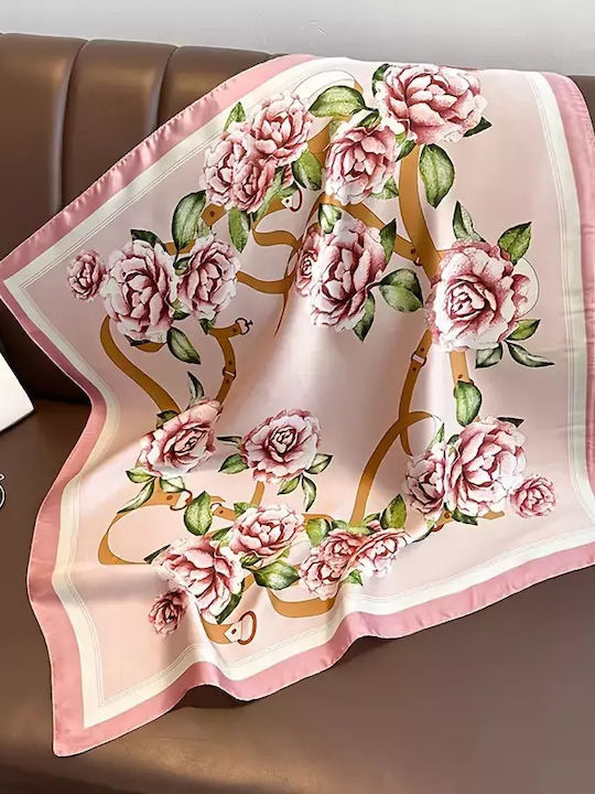 By Queen Γυναικείο Μαντήλι Σχέδιο Τριαντάφυλλα Pink By Queen Γυναικείο Μαντήλι Σχέδιο Τριαντάφυλλα Pink