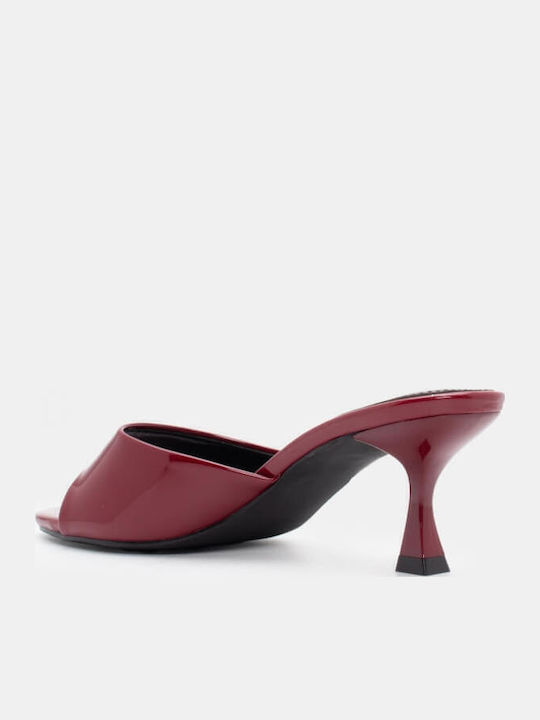 Mules Cu Toc Subțire Înalt Burgundy