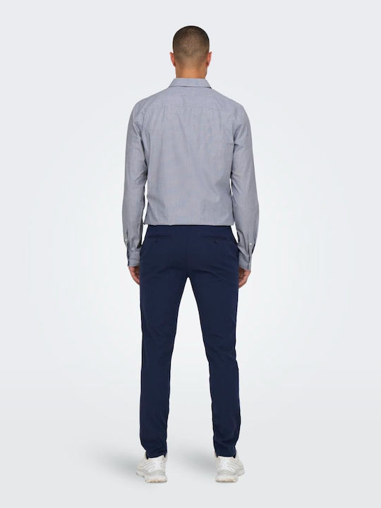 Pantaloni Elastic cu Croială Slim Dark Blue
