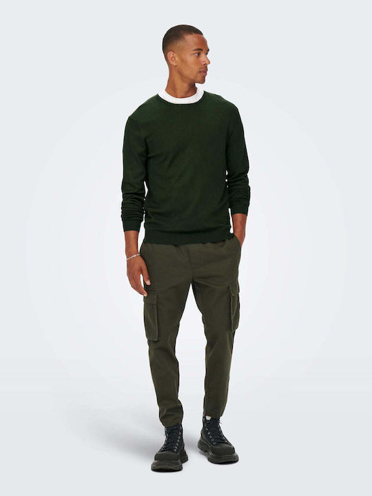 Langarm-Pullover Khaki
