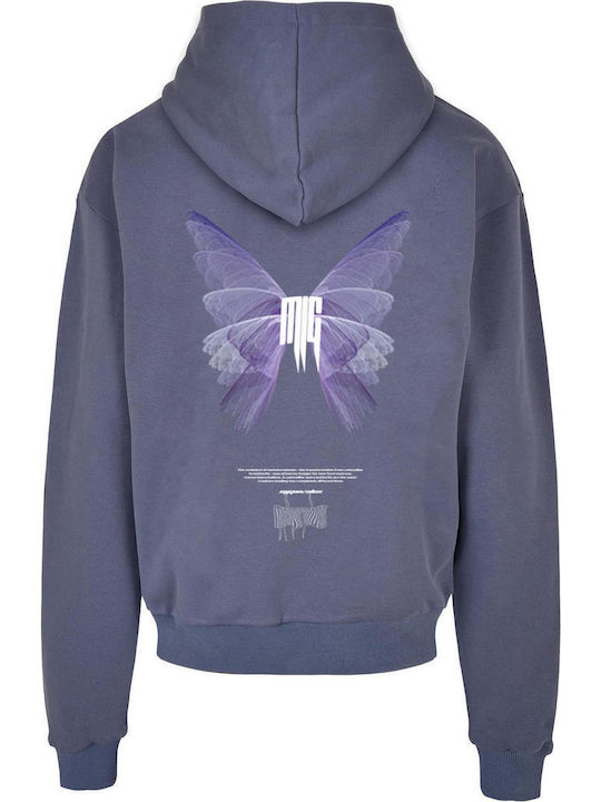 Long Women's Sweatshirt Hooded Vintage Blue