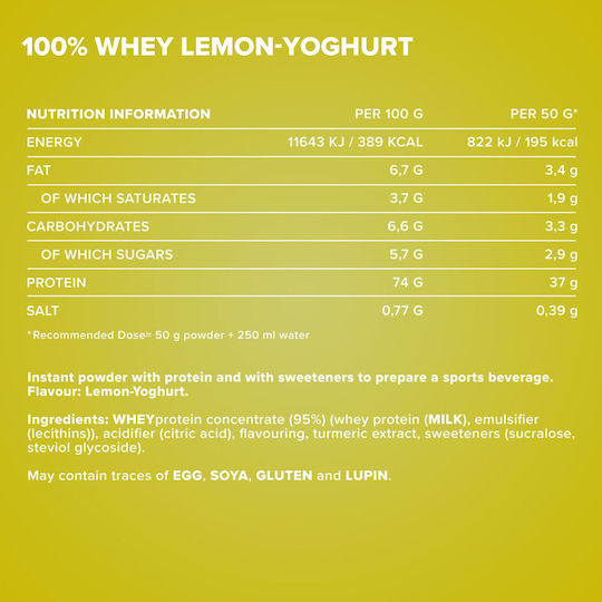 IronMaxx 100% Whey Protein Whey with Flavor Lemon Yoghurt 900gr