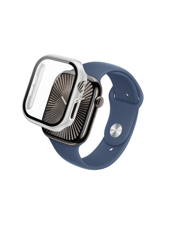 Apple Watch Serie 10/46 mm Imak Tragbare Hülle Schutzfolie Silber