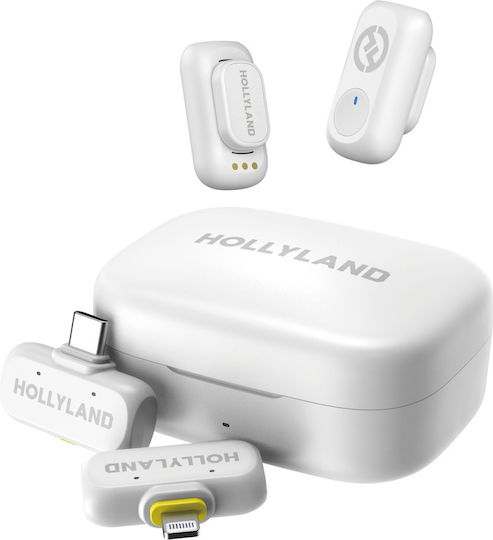 Hollyland LARK A1 Combo Wireless Microphone Flyout Journalistic in White Color Ivory White