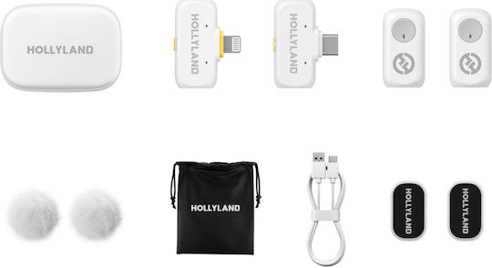 Hollyland LARK A1 Combo Wireless Microphone Flyout Journalistic in White Color Ivory White