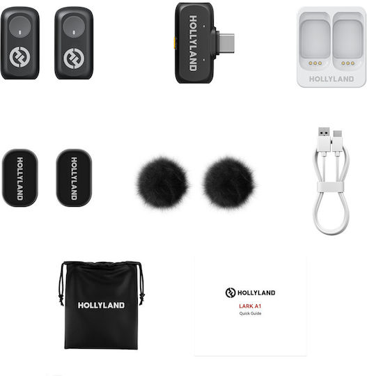 Hollyland LARK MAX 2 Combo Set Wireless Microphone Flyout Journalistic in Gray Color