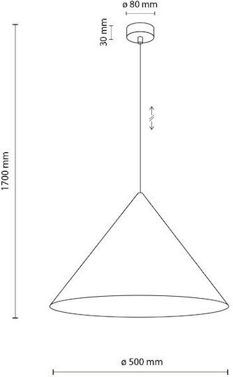 TK Lighting Pendant Light Black with Socket E27 50x50x170cm