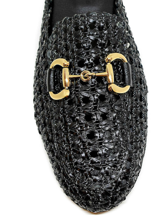 Piele Mule cu Toc în Culoare Negru