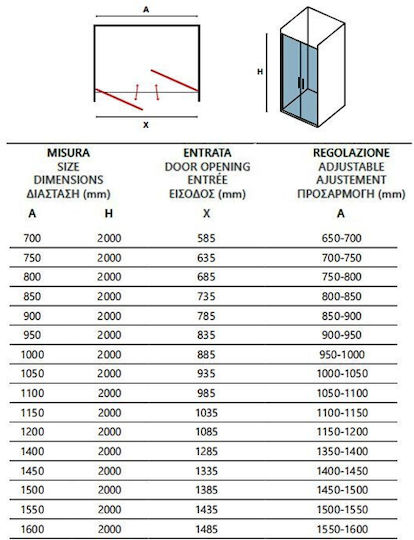 Karag Διαχωριστικό Ντουζιέρας με Ανοιγόμενη Πόρτα 105x200cm Clear Glass Chrome Karag Διαχωριστικό Ντουζιέρας με Ανοιγόμενη Πόρτα 105x200cm Clear Glass Chrome