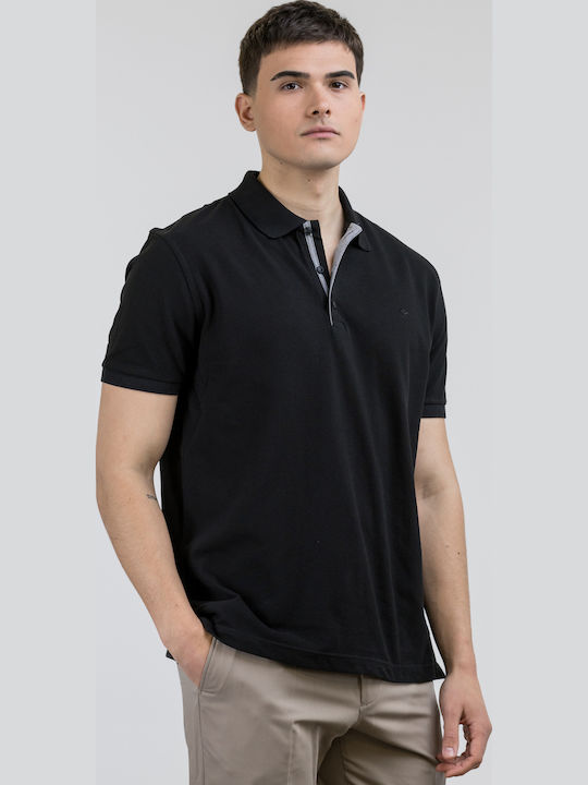 Polo Kurzarmbluse Schwarz