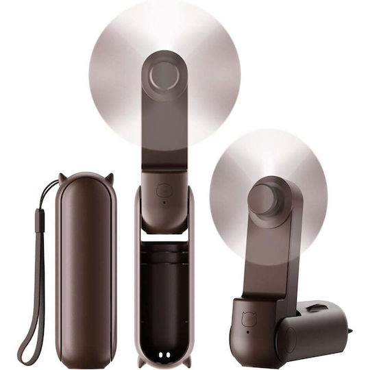 Ultra Portabil 3 În 1 Ventilator De Mână Birou Gât 3 Niveluri De Viteză Pliabil Baterie Portabilă 2000mah Autonomie 20h Skdr Airmini Maro