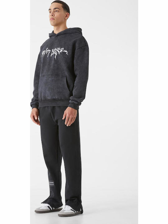 Φούτερ με Κουκούλα Washed Black