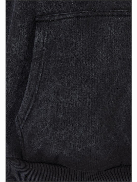 Φούτερ με Κουκούλα Washed Black