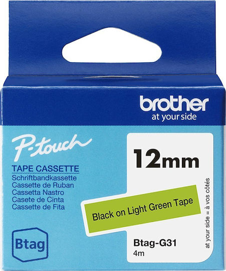 Brother Ταινία Ετικετογράφου 4m x 12mm σε Μαύρο Χρώμα