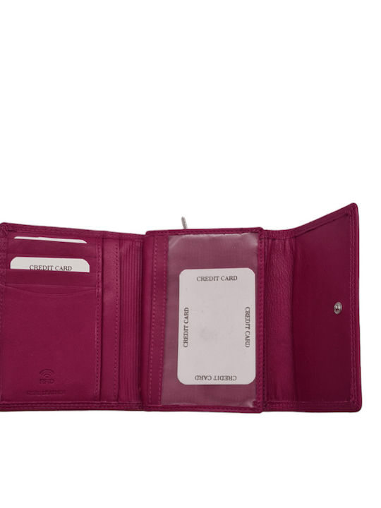 Klein Leder Damen Geldbörse mit RFID Fuchsie