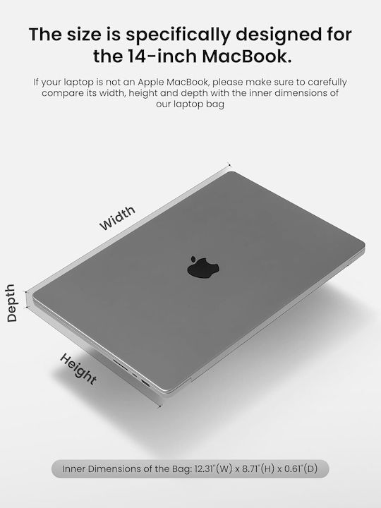 tomtoc Tasche Fall für Laptop 14" in Gray Farbe A13D2G2