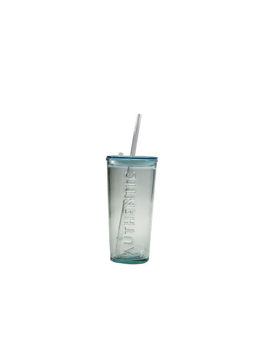 Authentic Σετ Ποτήρια Νερού από Γυαλί με Καλαμάκι 500ml 6τμχ